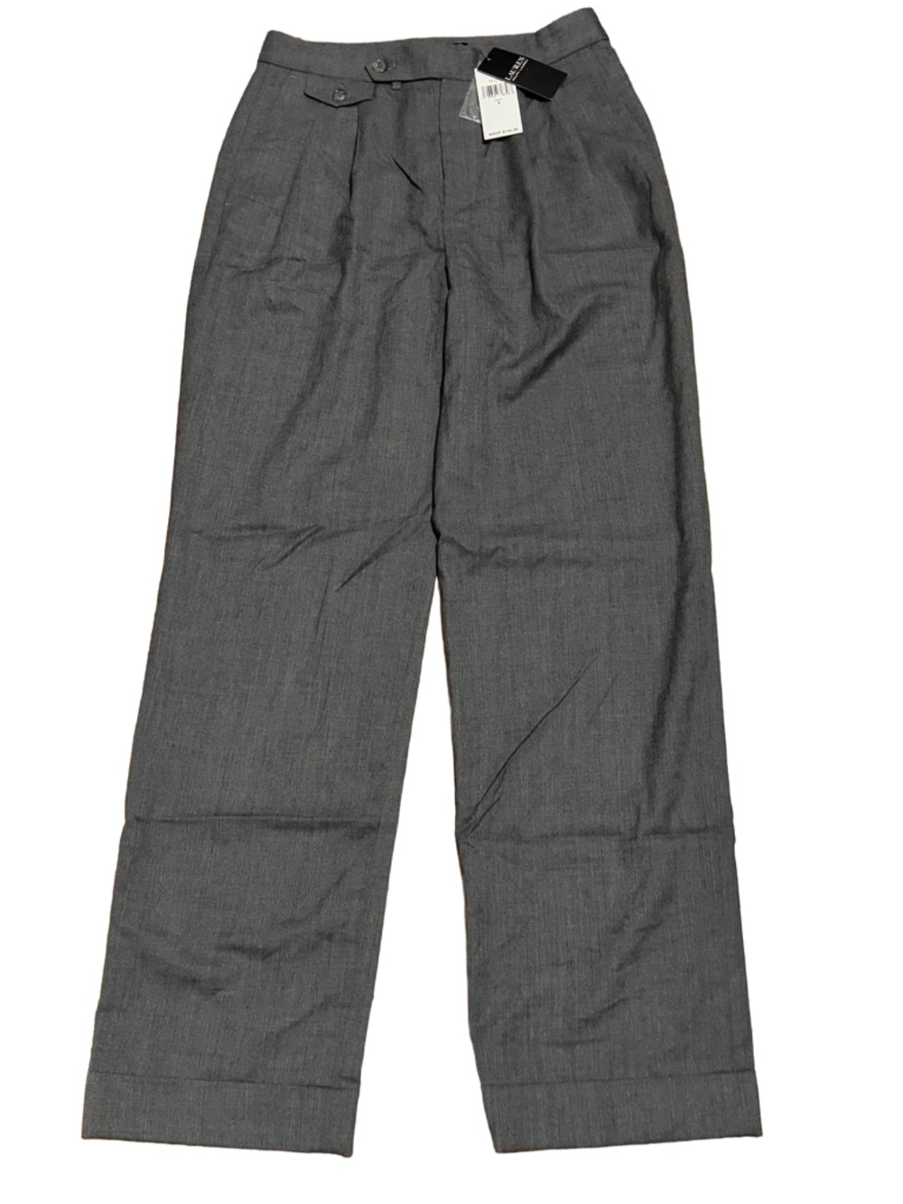 Guaranteed Authentic Lauren Ralph Lauren Grey Pltd Wool Twill Straight Pants, 6 - Picture 8 of 15